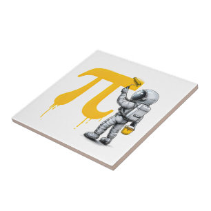 Azulejo Pintura de astronauta genial símbolo Pi Día Pi