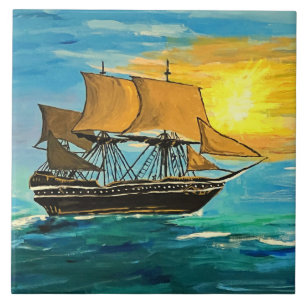 Azulejo Pintura de barco ballenero de 1678