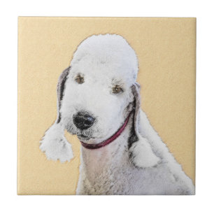 Azulejo Pintura de Bedlington Terrier - Original Perro Art