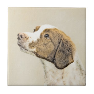 Azulejo Pintura de Bretaña - Arte de perros original y bo