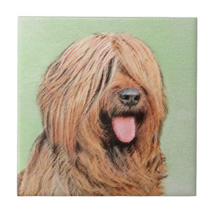 Azulejo Pintura de Briard - Arte de Perro Original.