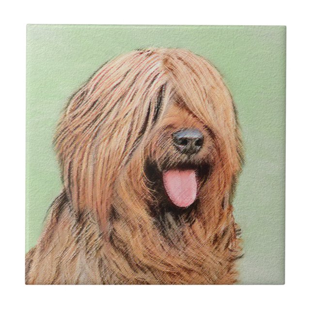 Azulejo Pintura de Briard - Arte de Perro Original. (Frente)