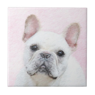 Azulejo Pintura de Bulldog francés (crema/blanco) - Arte 