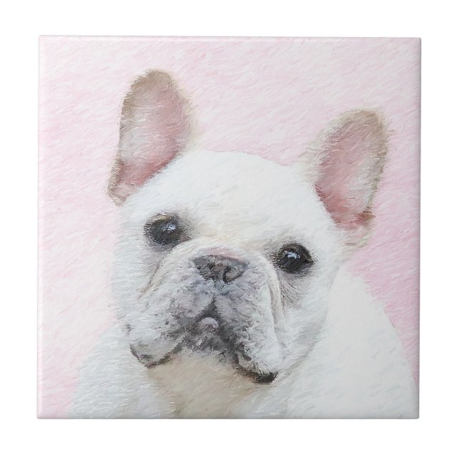 Azulejo Pintura de Bulldog francés (crema/blanco) - Arte d (Frente)