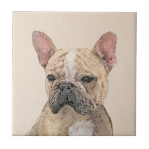 Azulejo Pintura de Bulldog Francés (Sable) - Original y Di