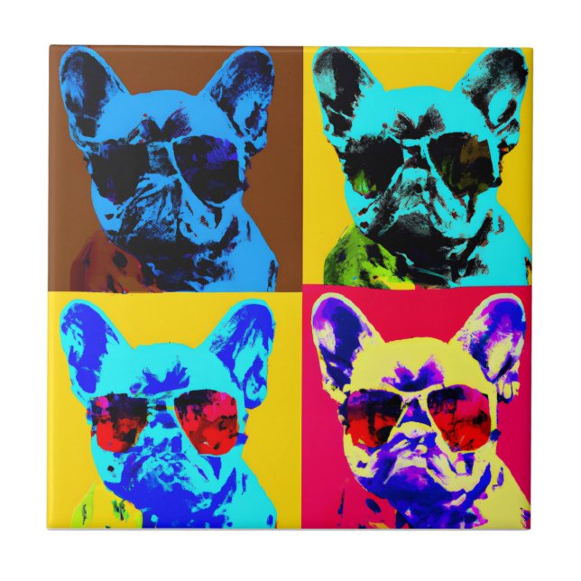 Azulejo Pintura de bulldog francesa al estilo del arte pop (Frente)