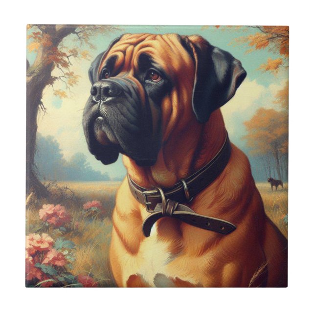 Azulejo Pintura de bullmastiff vintage (Frente)