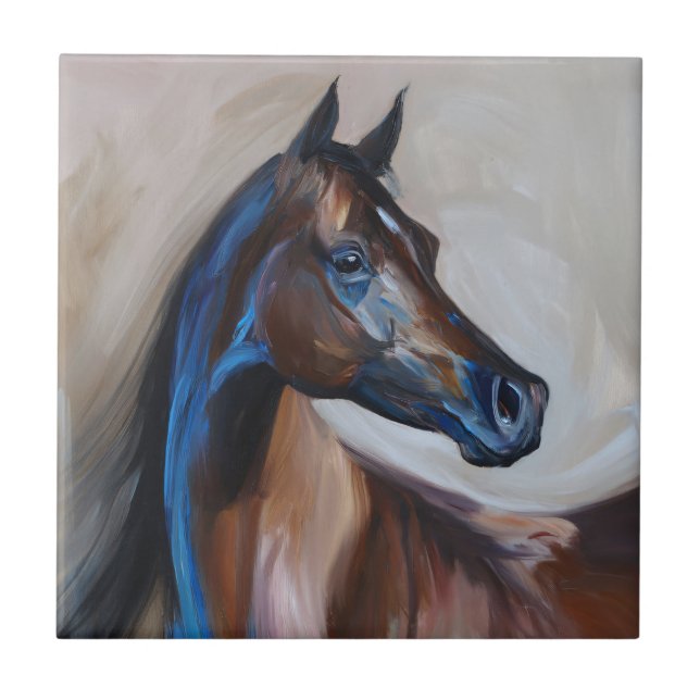 Azulejo Pintura de caballo árabe (Frente)