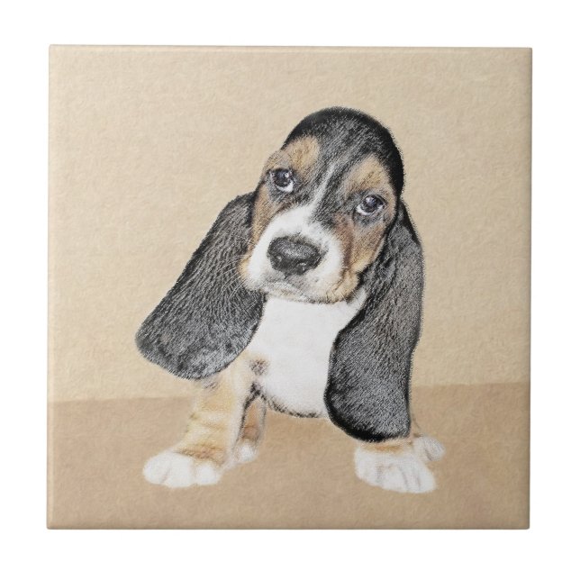 Azulejo Pintura de cachorro de abeja de Basset - Arte Perr (Frente)