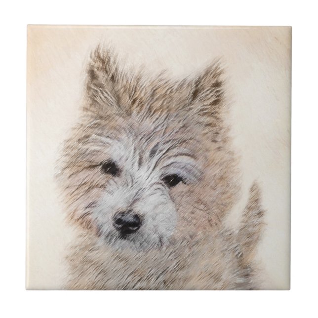 Azulejo Pintura de Cachorro de Cairn Terrier - Arte Perro  (Frente)