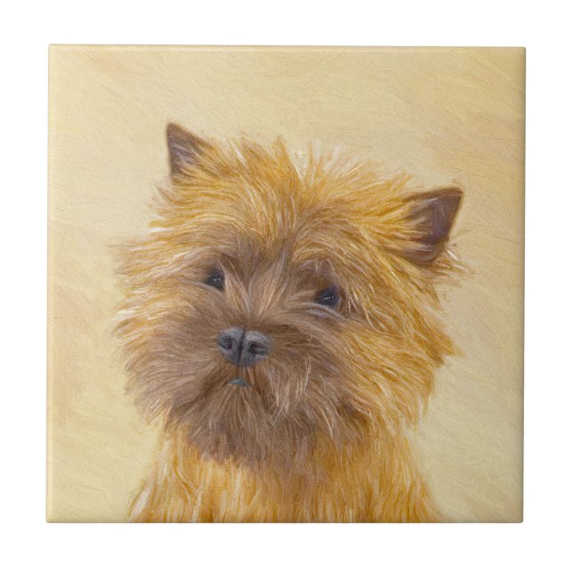 Azulejo Pintura de Cairn Terrier - Arte Perro Original. (Frente)
