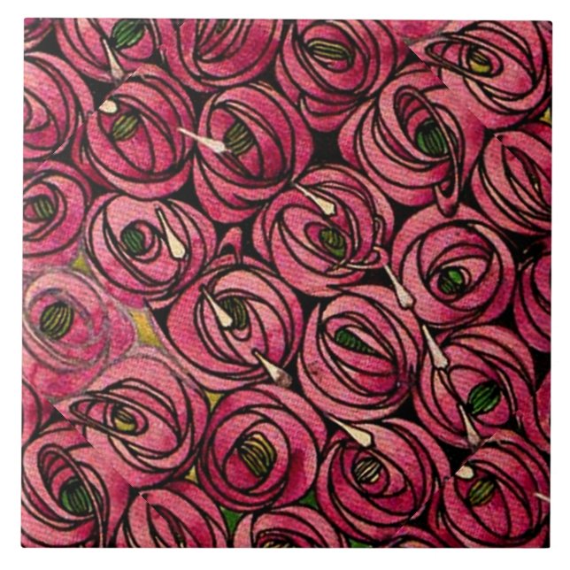 Azulejo Pintura de Charles Mackintosh, Rosas (Frente)