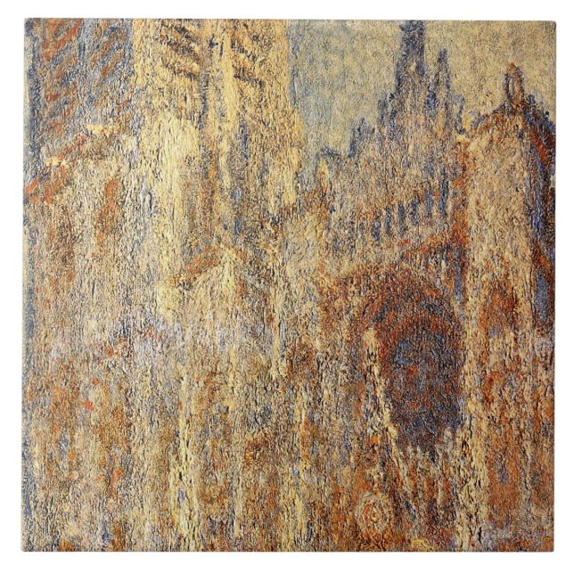Azulejo Pintura de Claude Monet, Catedral de Rouen al medi (Frente)