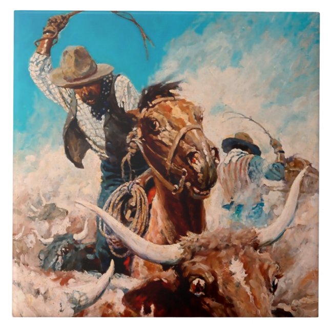 Azulejo Pintura de CN Wyeth "Cortando" (Frente)