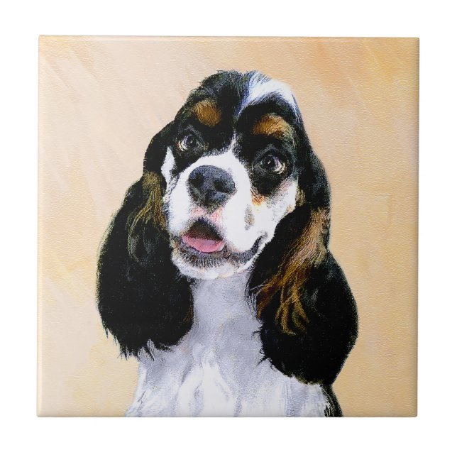 Azulejo Pintura de Cocker Spaniel (Parti) - Arte Perro Ori (Frente)
