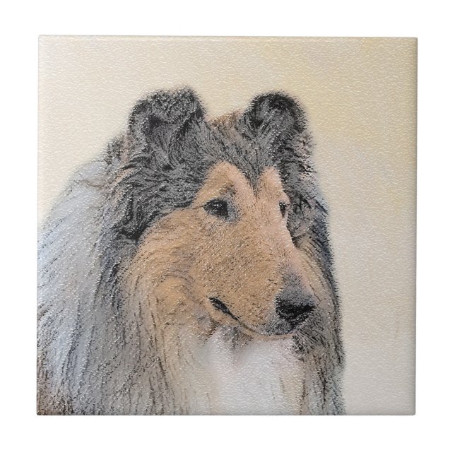 Azulejo Pintura de Collie (Rough) - Arte de perro original (Frente)