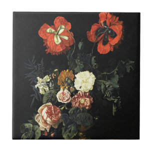 Azulejo Pintura de época con vida con flores