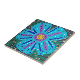 Azulejo Pintura de flores azules