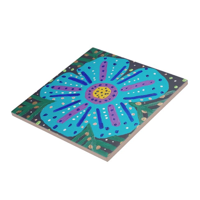 Azulejo Pintura de flores azules (Lado)