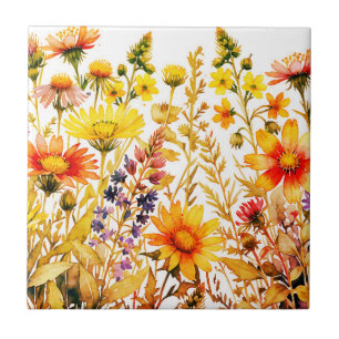 Azulejo Pintura de flores silvestres coloridas