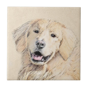 Azulejo Pintura de Golden Retriever - Cute original Dog Ar
