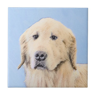 Azulejo Pintura de Golden Retriever - Cute original Dog Ar