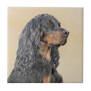 Azulejo Pintura de Gordon Setter - Arte de Perro Original.