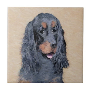 Azulejo Pintura de Gordon Setter - Arte de Perro Original.