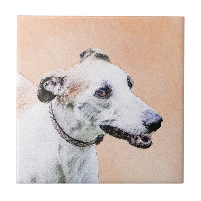 Azulejo Pintura de Greyhound - Arte de perros original muy (Frente)