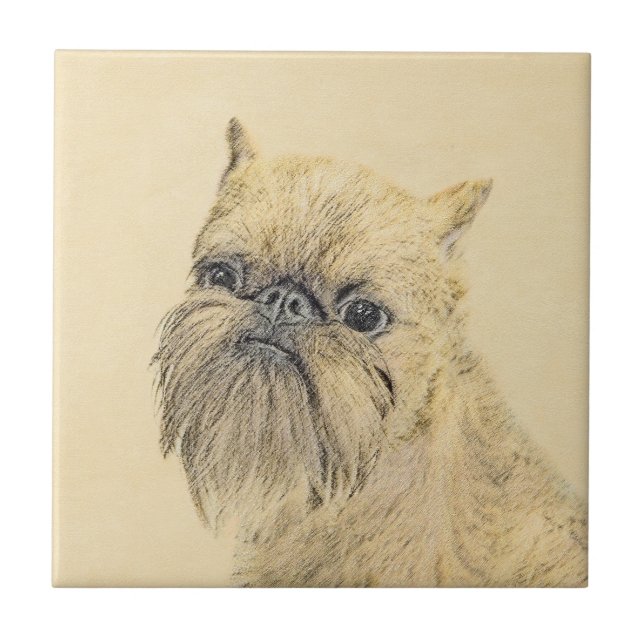 Azulejo Pintura de griffon de Bruselas - Arte de perro ori (Frente)