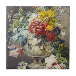 Azulejo Pintura de Jardín Botánico Floral Elegante Vintage