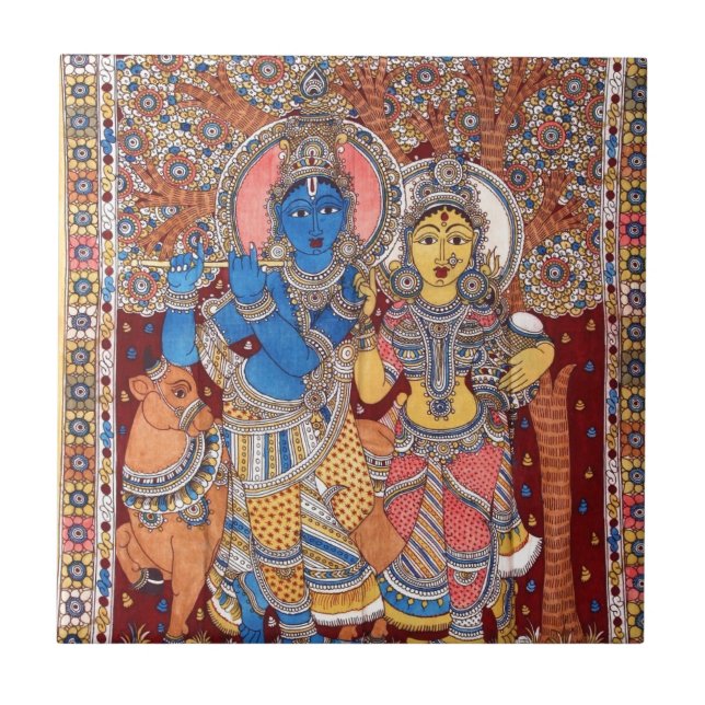 AZULEJO PINTURA DE KALAMKARI RADHA KRISHNA (Frente)