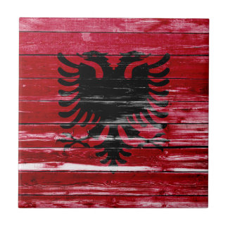 Azulejo Pintura de la bandera de Albania sobre madera