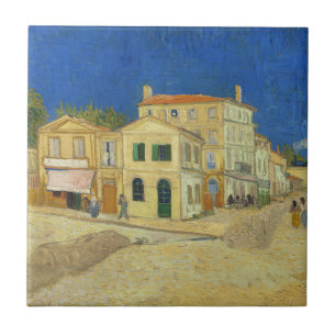 Azulejo Pintura de la Casa Amarilla de Van Gogh con Cielo 