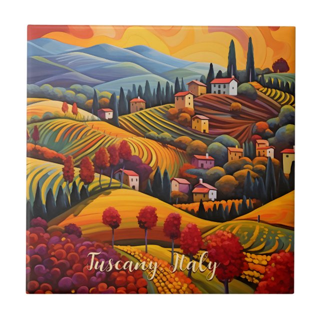 Azulejo Pintura de la Toscana en otoño | Italia | Arte de  (Frente)