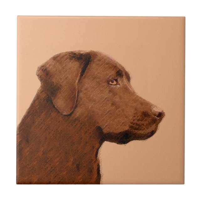 Azulejo Pintura de Labrador Recuperador (Chocolate) - Arte (Frente)
