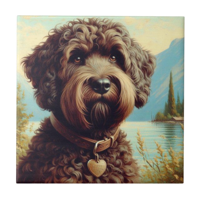 Azulejo Pintura de Lagotto Romagnolo (Frente)
