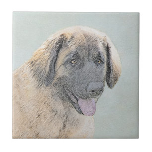Azulejo Pintura de Leonberger - Arte de Perro Original.