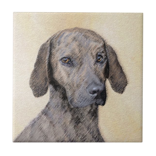 Azulejo Pintura de lott - Arte de perro original lindo (Frente)
