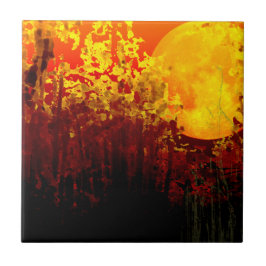 Azulejo Pintura De Luna De Bambú Digitalmente Iluminada