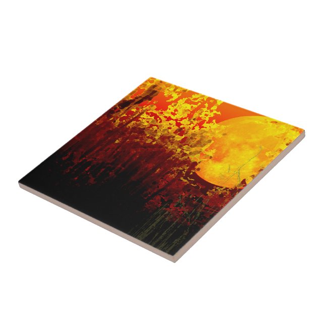 Azulejo Pintura De Luna De Bambú Digitalmente Iluminada (Lado)