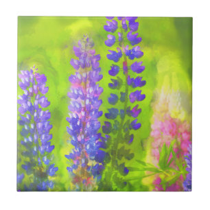 Azulejo Pintura de Lupine - Arte original de las flores