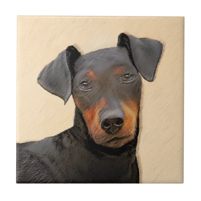 Azulejo Pintura de Manchester Terrier Arte Animal Original (Frente)
