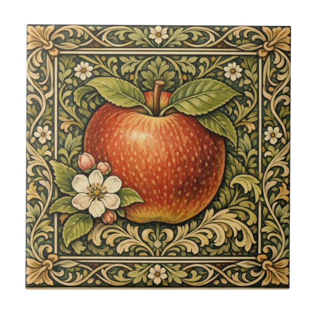 Azulejo Pintura de manzana vintage  (Frente)