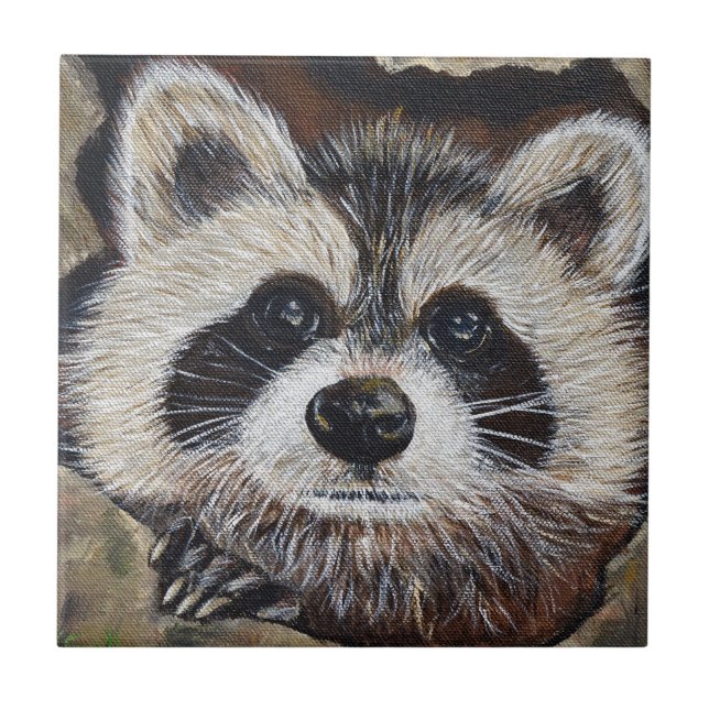 Azulejo Pintura de mapache (Frente)