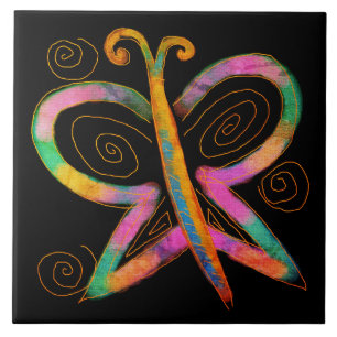Azulejo Pintura de mariposa abstracta colorida