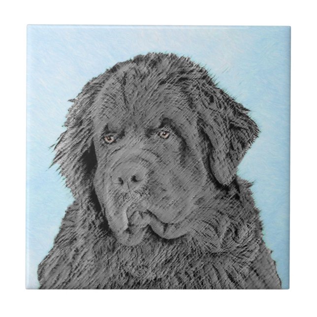 Azulejo Pintura de Newfoundland - Cute original Dog Art (Frente)