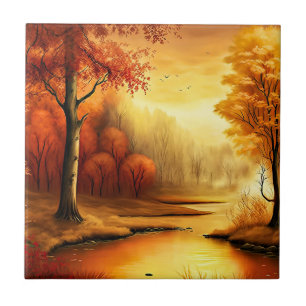 Azulejo Pintura de paisaje de otoño-2