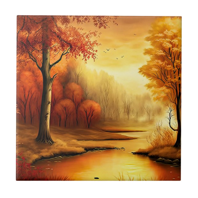 Azulejo Pintura de paisaje de otoño-2 (Frente)