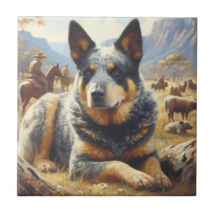 Azulejo Pintura de perro de ganado antiguo de Australia